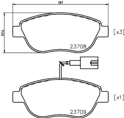 HELLA Bremsbelagsatz, Scheibenbremse (8DB 355 018-831)