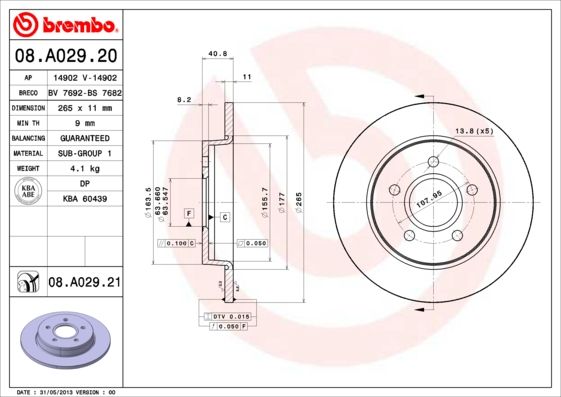 BREMBO Bremsscheibe (08.A029.20)