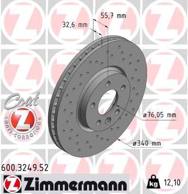 ZIMMERMANN Bremsscheibe (600.3249.52)