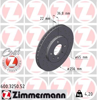 ZIMMERMANN Bremsscheibe (600.3250.52)