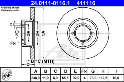 ATE Bremsscheibe (24.0111-0116.1)