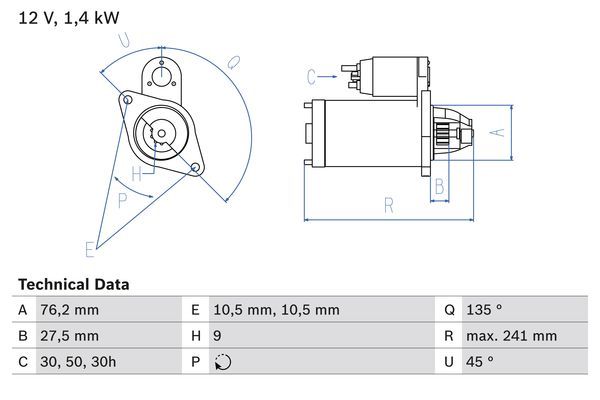 BOSCH Starter (0 986 015 050)