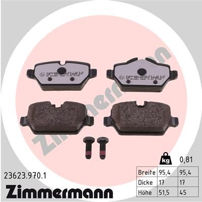 ZIMMERMANN Bremsbelagsatz, Scheibenbremse (23623.970.1)