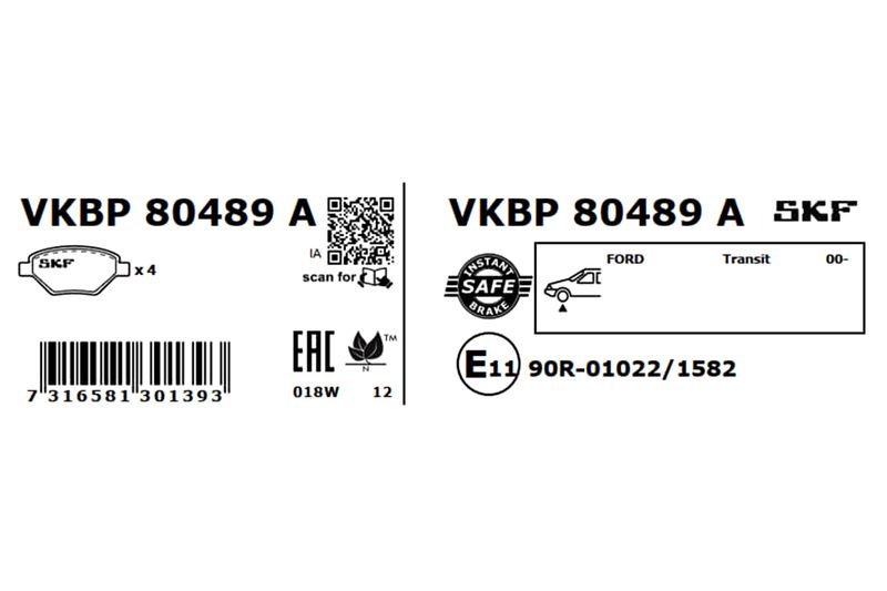 SKF Bremsbelagsatz, Scheibenbremse (VKBP 80489 A)