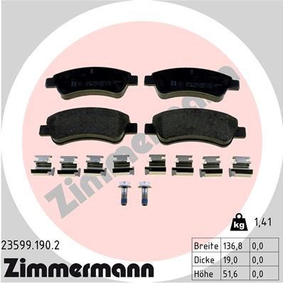 ZIMMERMANN Bremsbelagsatz, Scheibenbremse (23599.190.2)