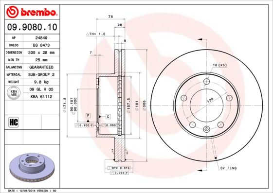 BREMBO Bremsscheibe (09.9080.10)