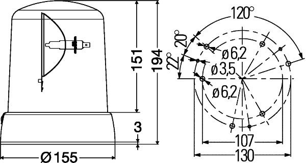 HELLA Rundumkennleuchte (2RL 008 061-101)