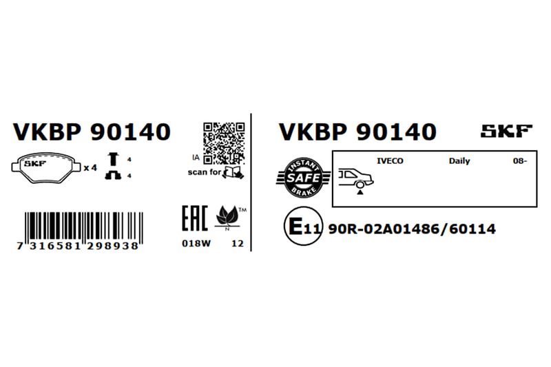 SKF Bremsbelagsatz, Scheibenbremse (VKBP 90140)