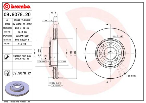 BREMBO Bremsscheibe (09.9078.20)