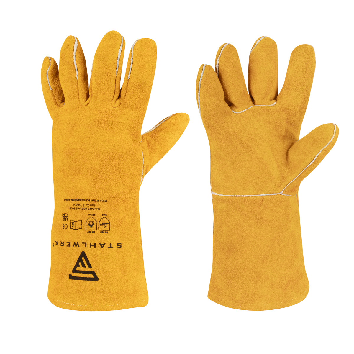 STAHLWERK Schweißer Handschuhe aus hitzebeständigem und robustem Echtleder