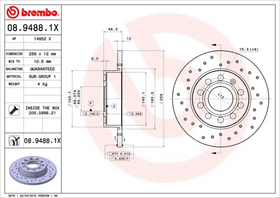 BREMBO Bremsscheibe (08.9488.1X)