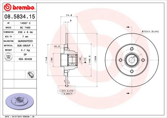 BREMBO Bremsscheibe (08.5834.15)