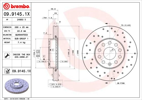 BREMBO Bremsscheibe (09.9145.1X)