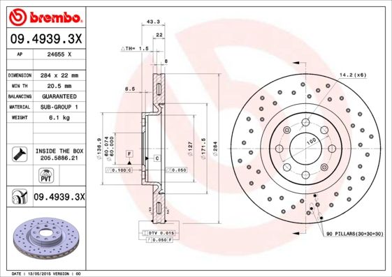 BREMBO Bremsscheibe (09.4939.3X)