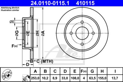 ATE Bremsscheibe (24.0110-0115.1) Thumbnail