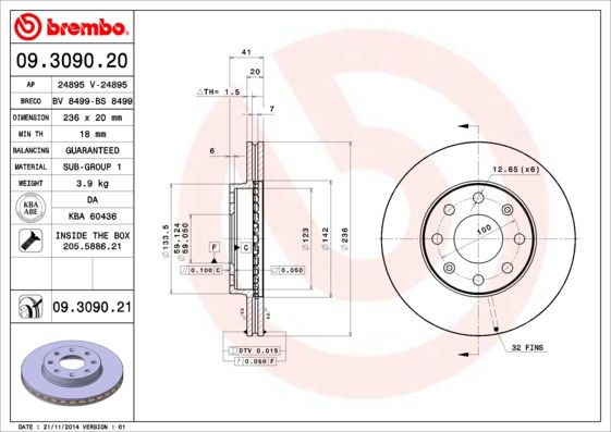 BREMBO Bremsscheibe (09.3090.21)