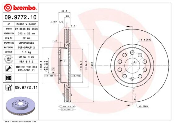 BREMBO Bremsscheibe (09.9772.11)