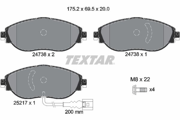 TEXTAR Bremsbelagsatz, Scheibenbremse (2473803)