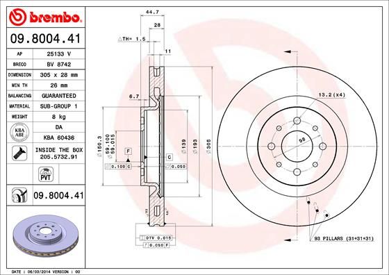 BREMBO Bremsscheibe (09.8004.41)