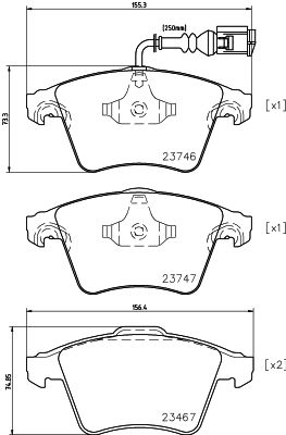 HELLA Bremsbelagsatz, Scheibenbremse (8DB 355 011-171)