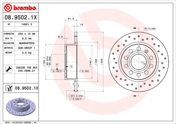 BREMBO Bremsscheibe (08.9502.1X)