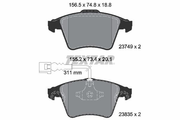 TEXTAR Bremsbelagsatz, Scheibenbremse (2374901)