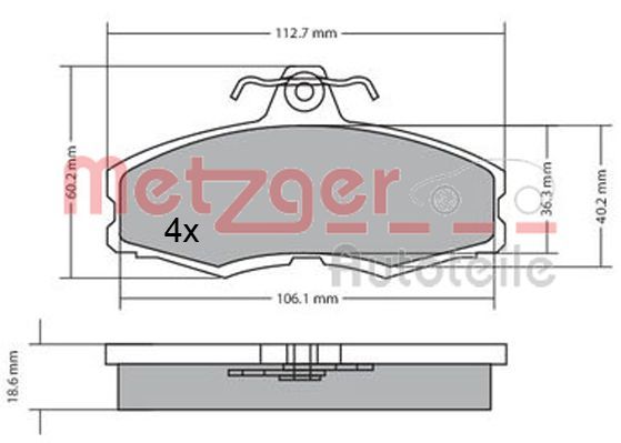 METZGER Bremsbelagsatz, Scheibenbremse (1170598)