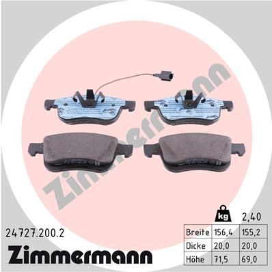 ZIMMERMANN Bremsbelagsatz, Scheibenbremse (24727.200.2)