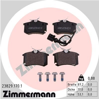 ZIMMERMANN Bremsbelagsatz, Scheibenbremse (23829.170.1)