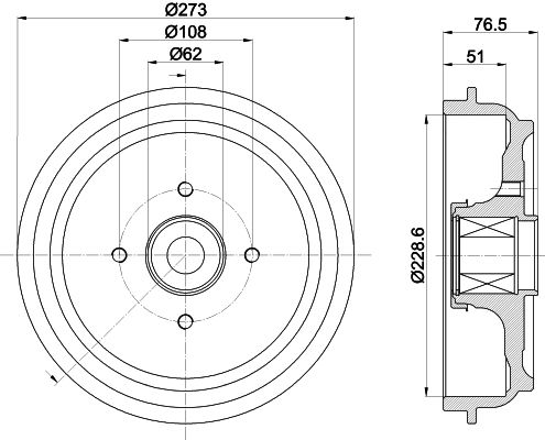 HELLA Bremstrommel (8DT 355 302-771)