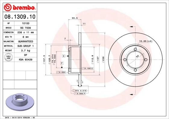 BREMBO Bremsscheibe (08.1309.10)