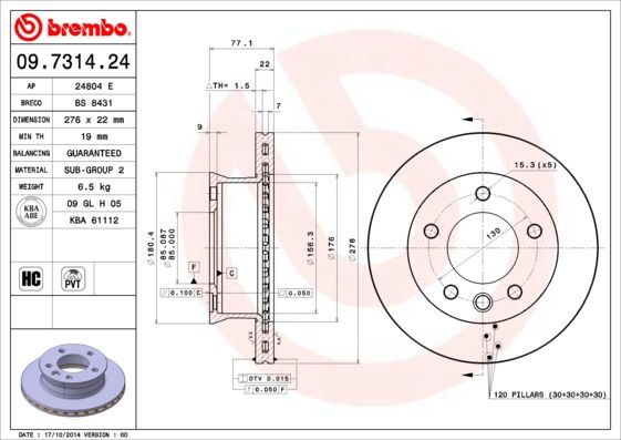 BREMBO Bremsscheibe (09.7314.24)