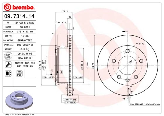 BREMBO Bremsscheibe (09.7314.14)