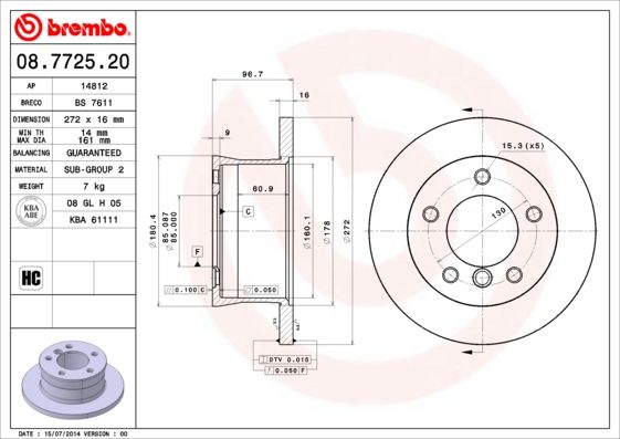 BREMBO Bremsscheibe (08.7725.20)