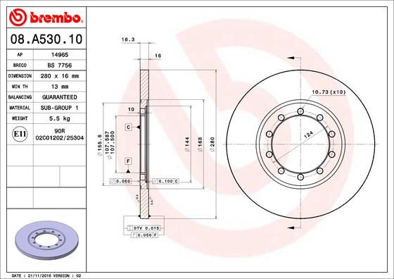 BREMBO Bremsscheibe (08.A530.10)