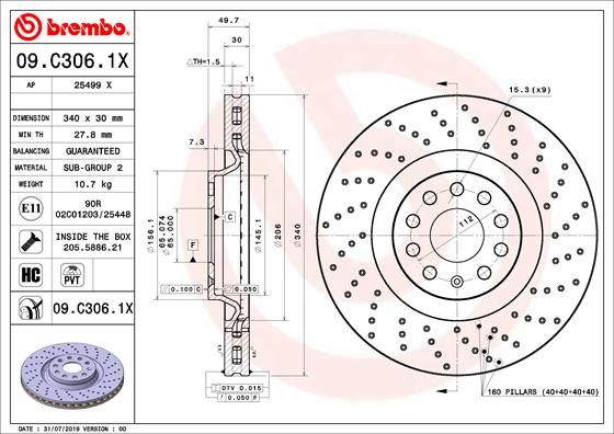 BREMBO Bremsscheibe (09.C306.1X)