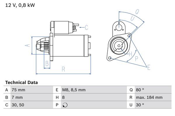 BOSCH Starter (0 986 023 880) Thumbnail