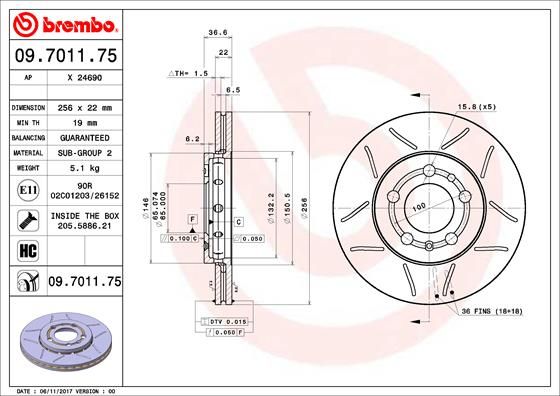 BREMBO Bremsscheibe (09.7011.75)