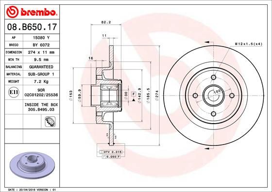 BREMBO Bremsscheibe (08.B650.17)