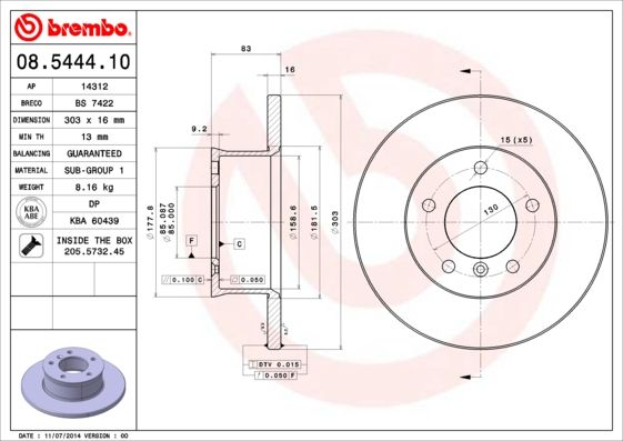 BREMBO Bremsscheibe (08.5444.10)