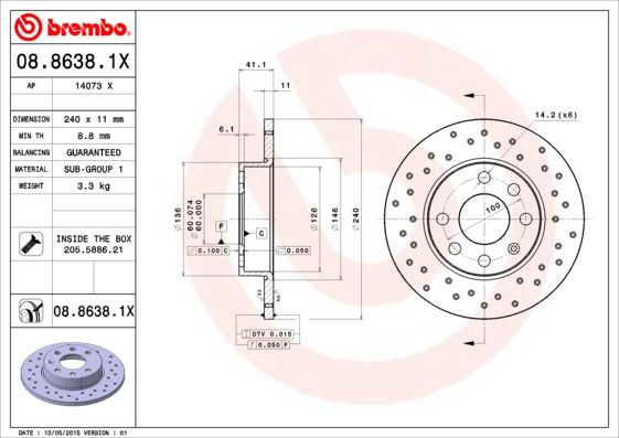 BREMBO Bremsscheibe (08.8638.1X)