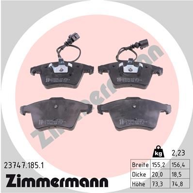 ZIMMERMANN Bremsbelagsatz, Scheibenbremse (23747.185.1)