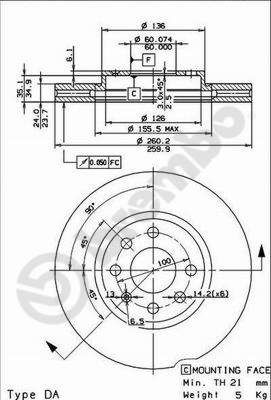 BREMBO Bremsscheibe (09.8601.75)