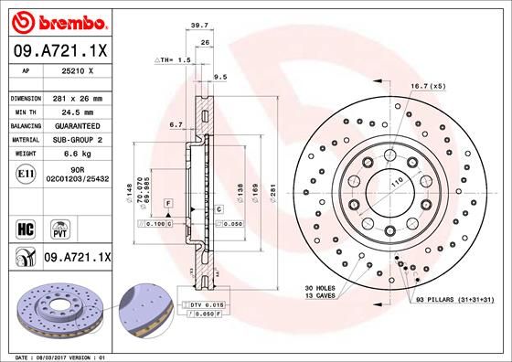 BREMBO Bremsscheibe (09.A721.1X)