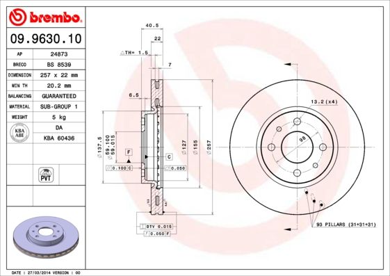 BREMBO Bremsscheibe (09.9630.10)