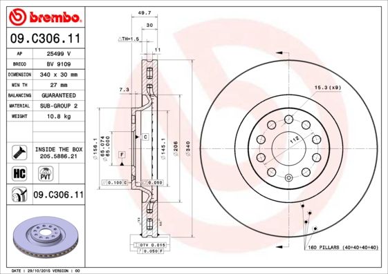 BREMBO Bremsscheibe (09.C306.11)